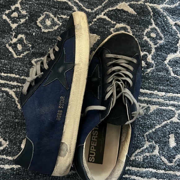 Navy Golden Goose Canvas/Leather Superstars Sneakers Sz 42/US11 - Picture 15 of 16
